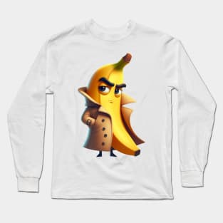 Banana Wearing Trench Coat Long Sleeve T-Shirt